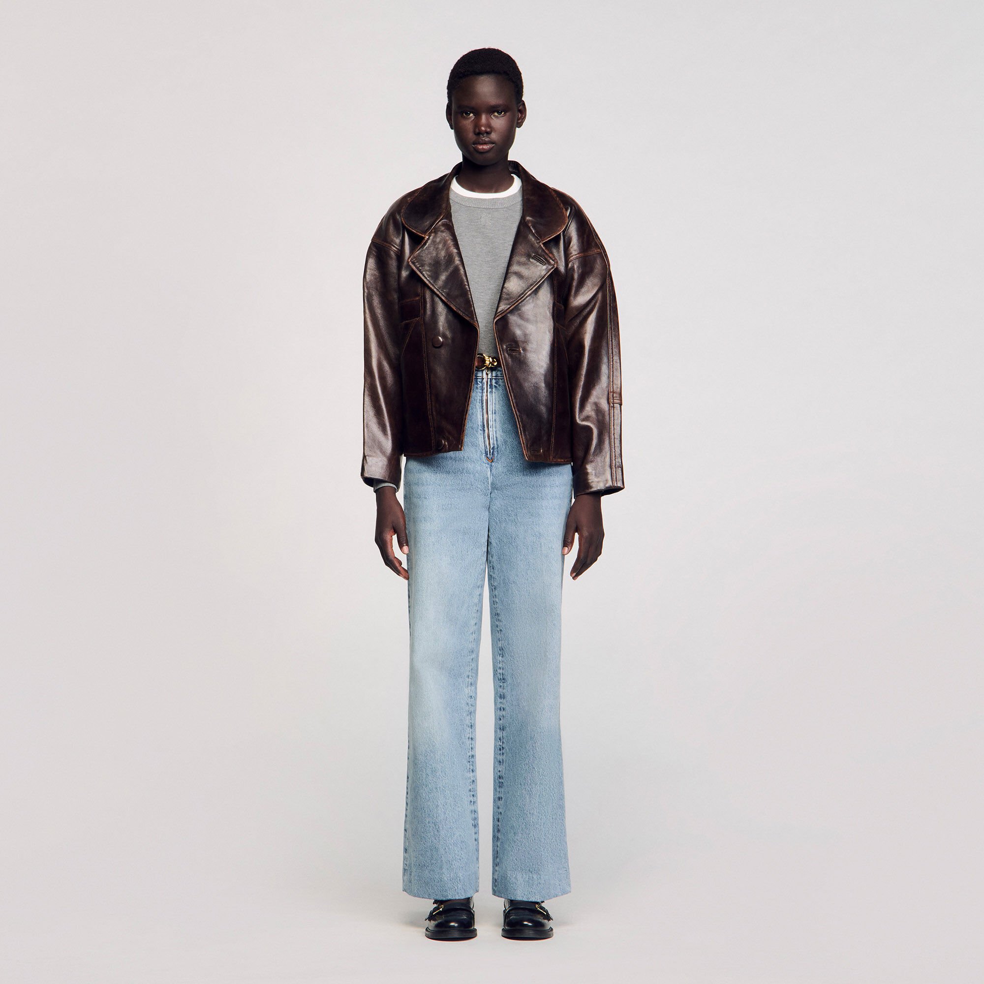 Oversize-Lederjacke