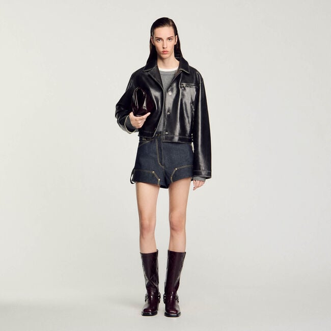 Blouson aus Leder im Vintage-Stil